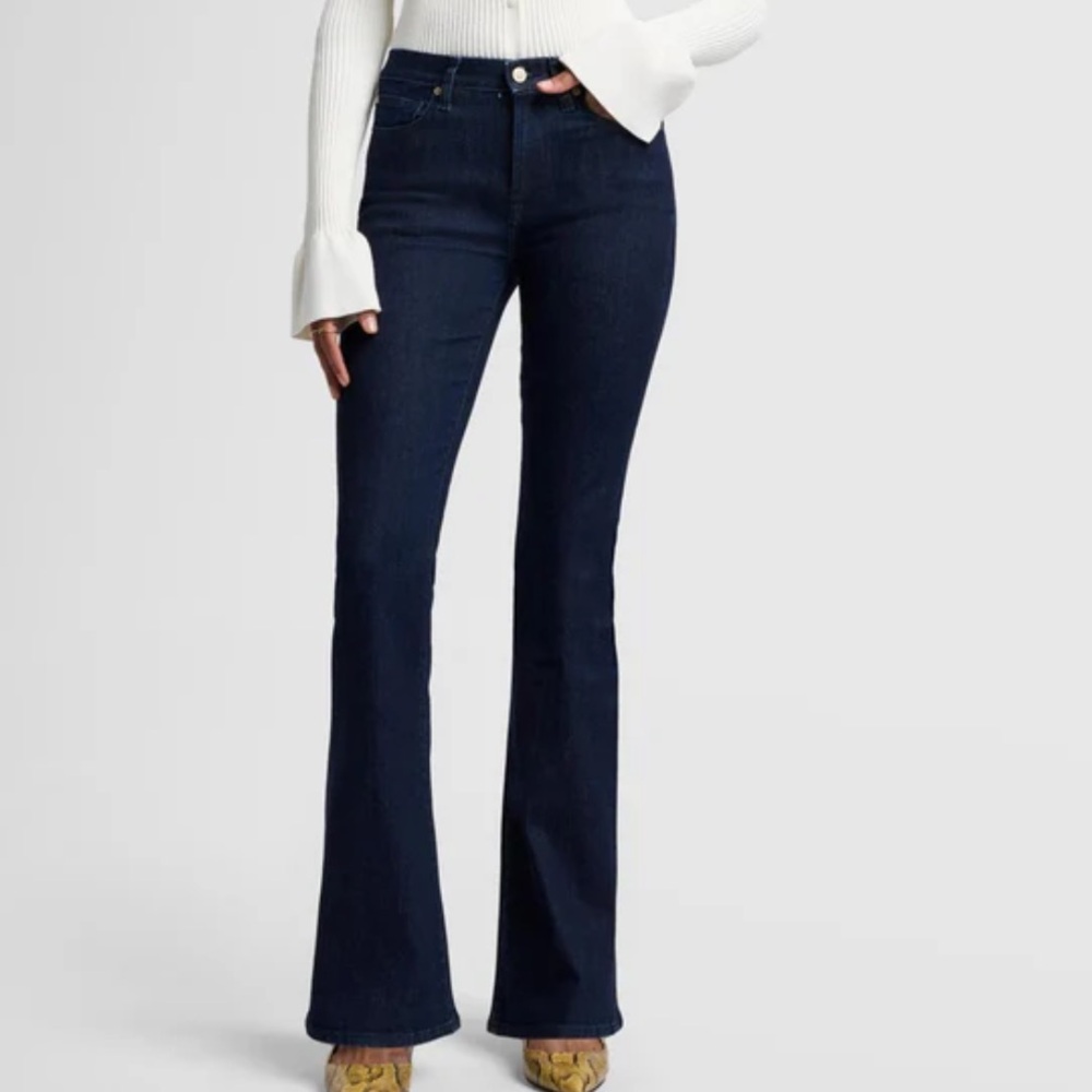 7 for all mankind darkwash, high waist, boot cut denim jeans size 32